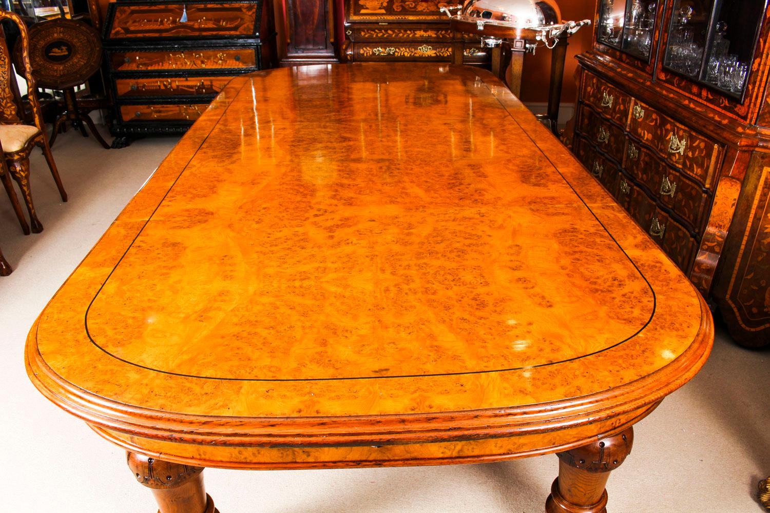 Antique Pollard Oak Victorian Extending Dining Table 19th Century and 10 Chairs In Good Condition In London, GB