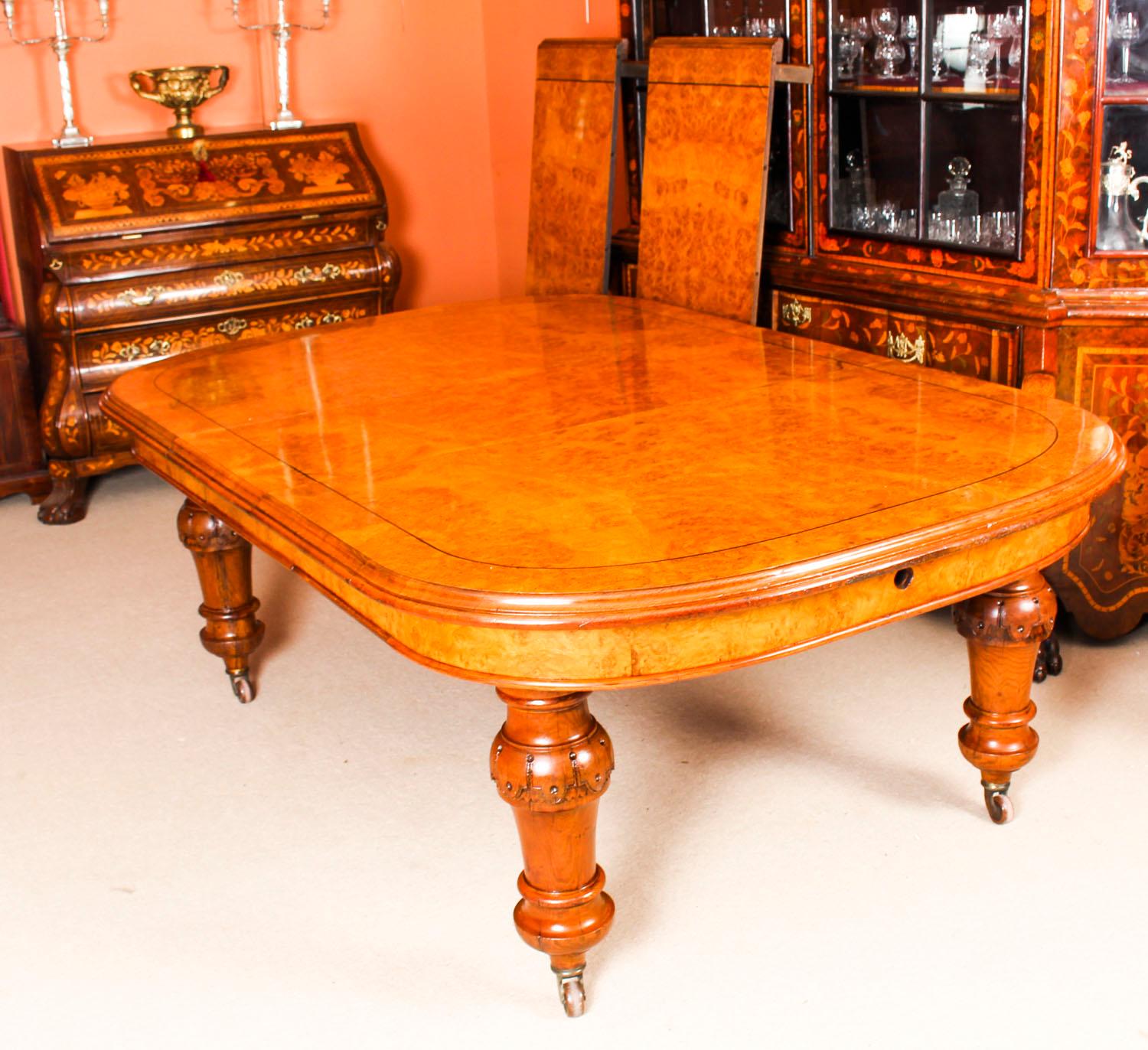 Mid-19th Century Antique Pollard Oak Victorian Extending Dining Table 19th Century and 10 Chairs