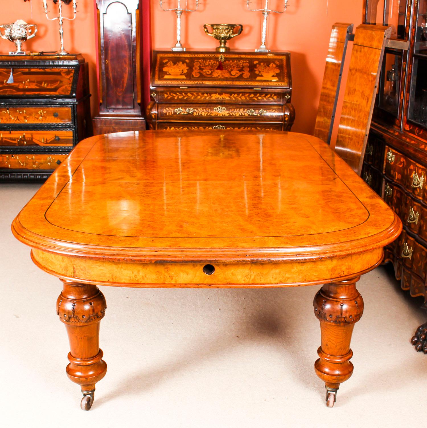 Mahogany Antique Pollard Oak Victorian Extending Dining Table 19th Century and 10 Chairs