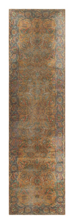 Tappeto antico Polonaise Extra-Long Runner, oro con fiori - Rug & Kilim