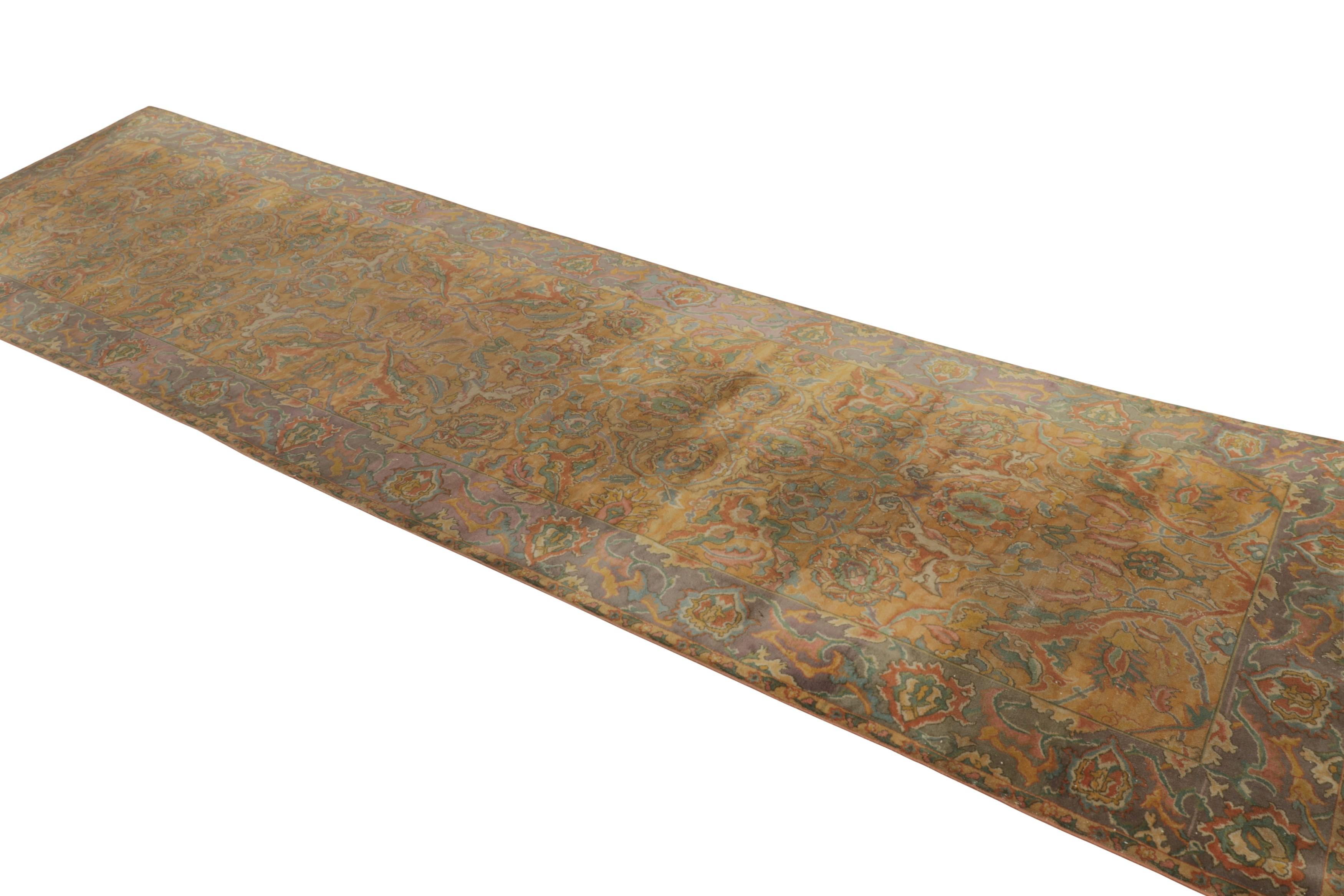Antique Polonaise Style Extra-Long Runner Rug, Gold with Florals - Rug & Kilim In Good Condition For Sale In Long Island City, NY