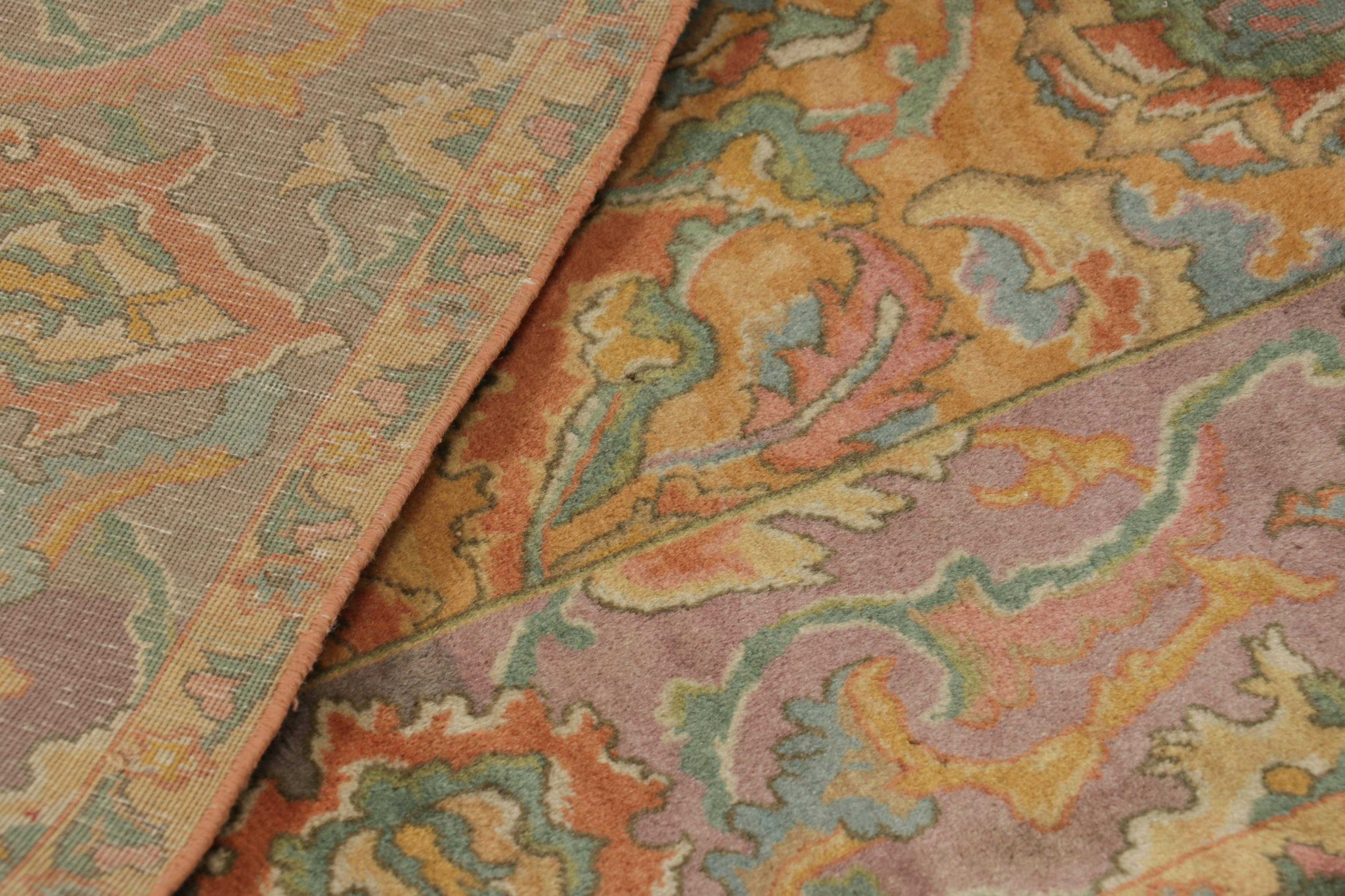 Antique Polonaise Style Extra-Long Runner Rug, Gold with Florals - Rug & Kilim For Sale 2