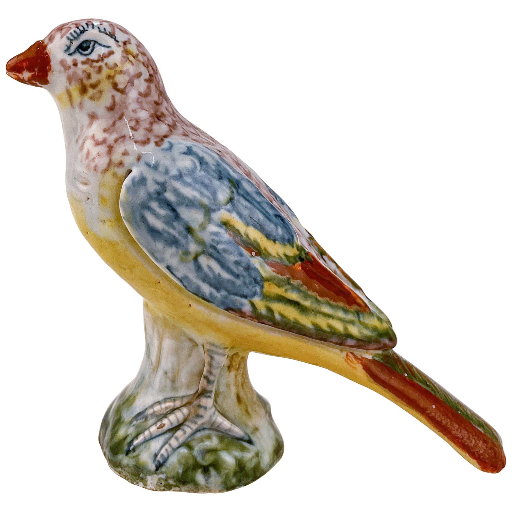 Antique Polychrome A Pennis Attributed Dutch Delft Pottery Bird Figurine / Model
