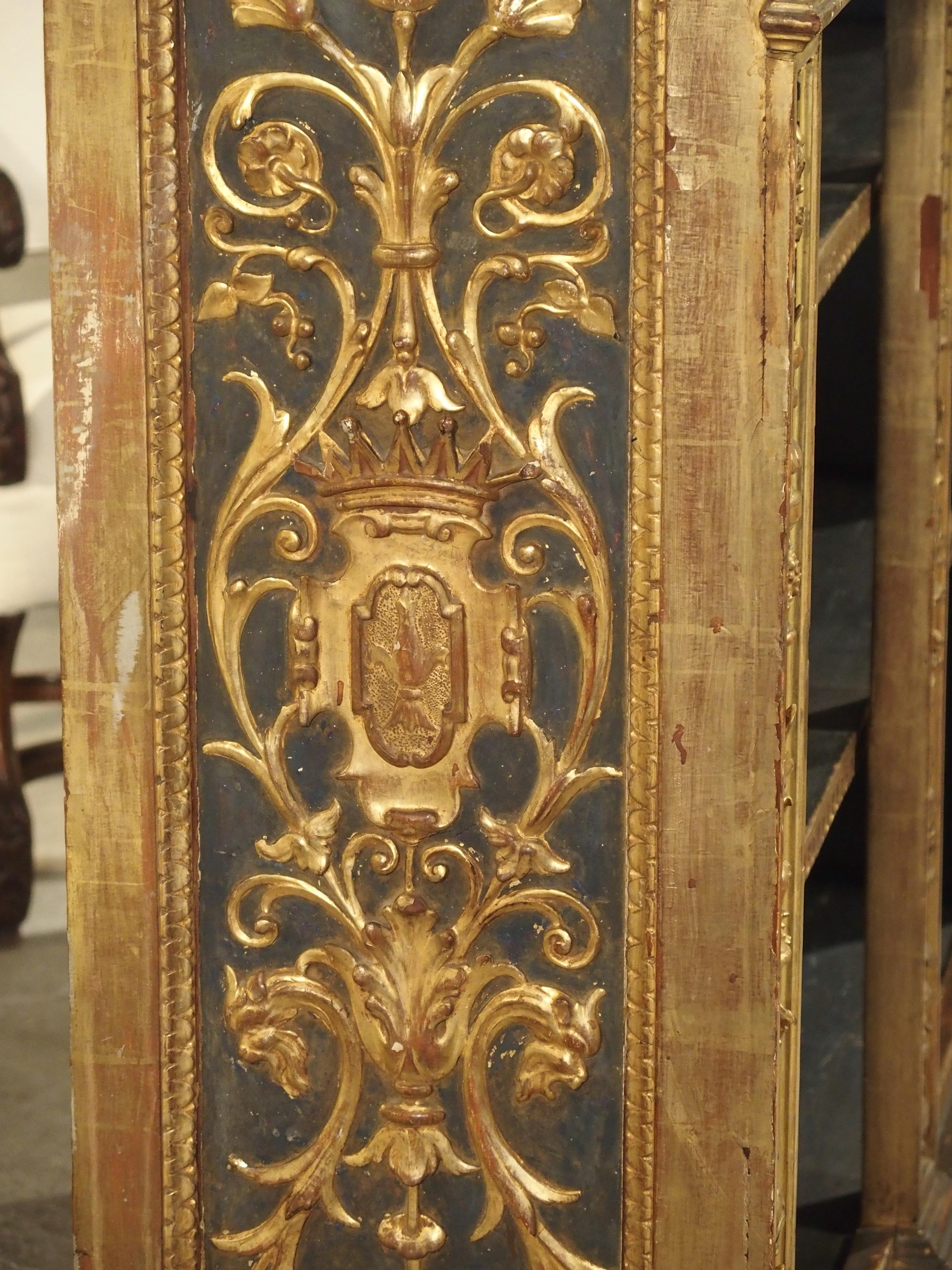 Antique Polychrome and Giltwood Florentine Low Bookcase, 19th Century 8