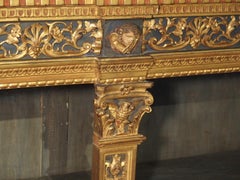 Antique Polychrome and Giltwood Florentine Low Bookcase, 19th Century