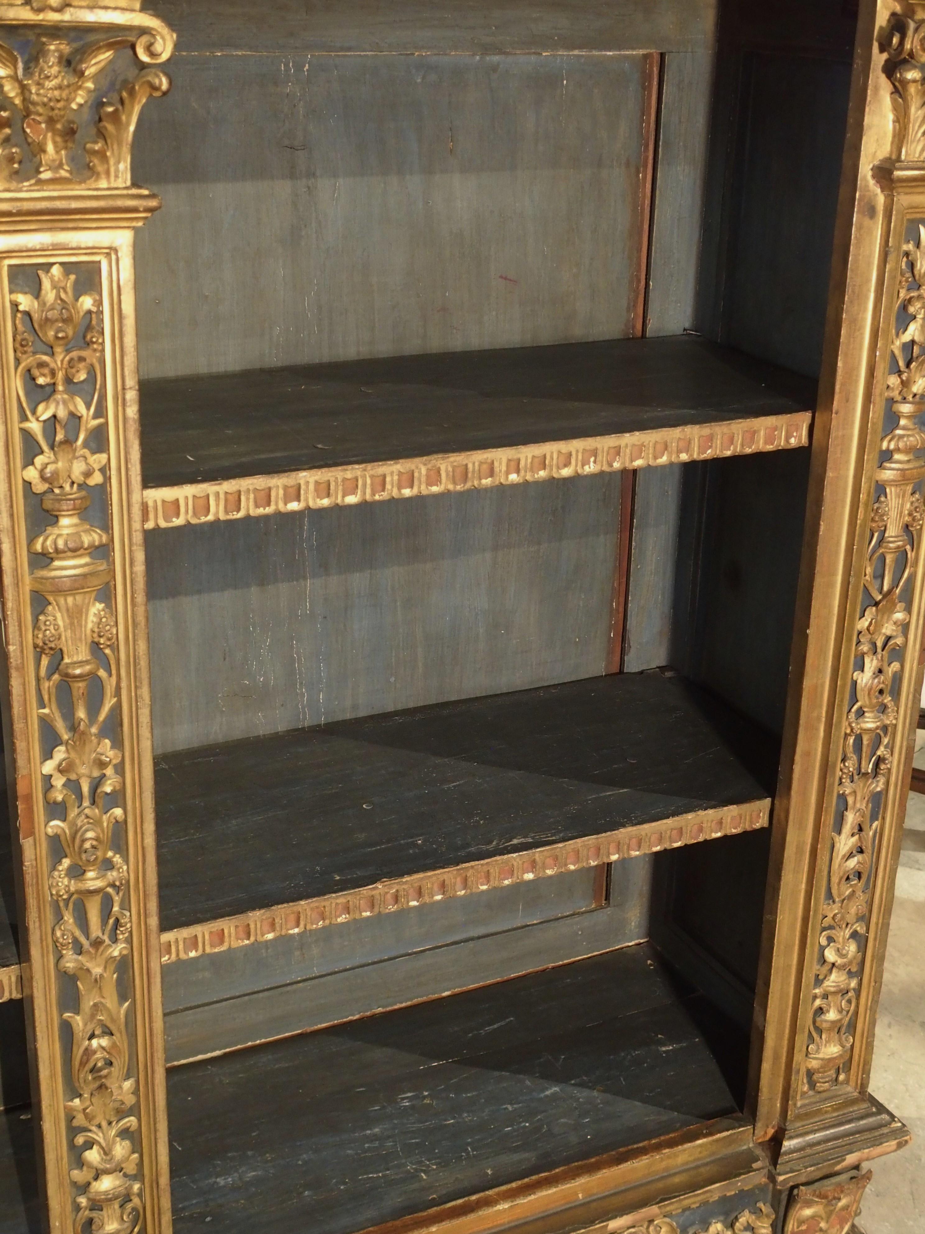Antique Polychrome and Giltwood Florentine Low Bookcase, 19th Century 2