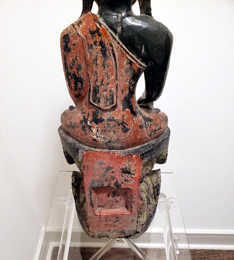 Antique Polychrome Buddha on Lotus Throne 2