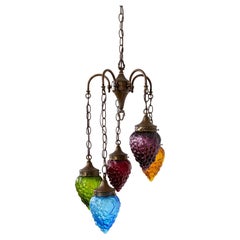 Vintage Polychrome Glass Grapes Cascade Chandelier