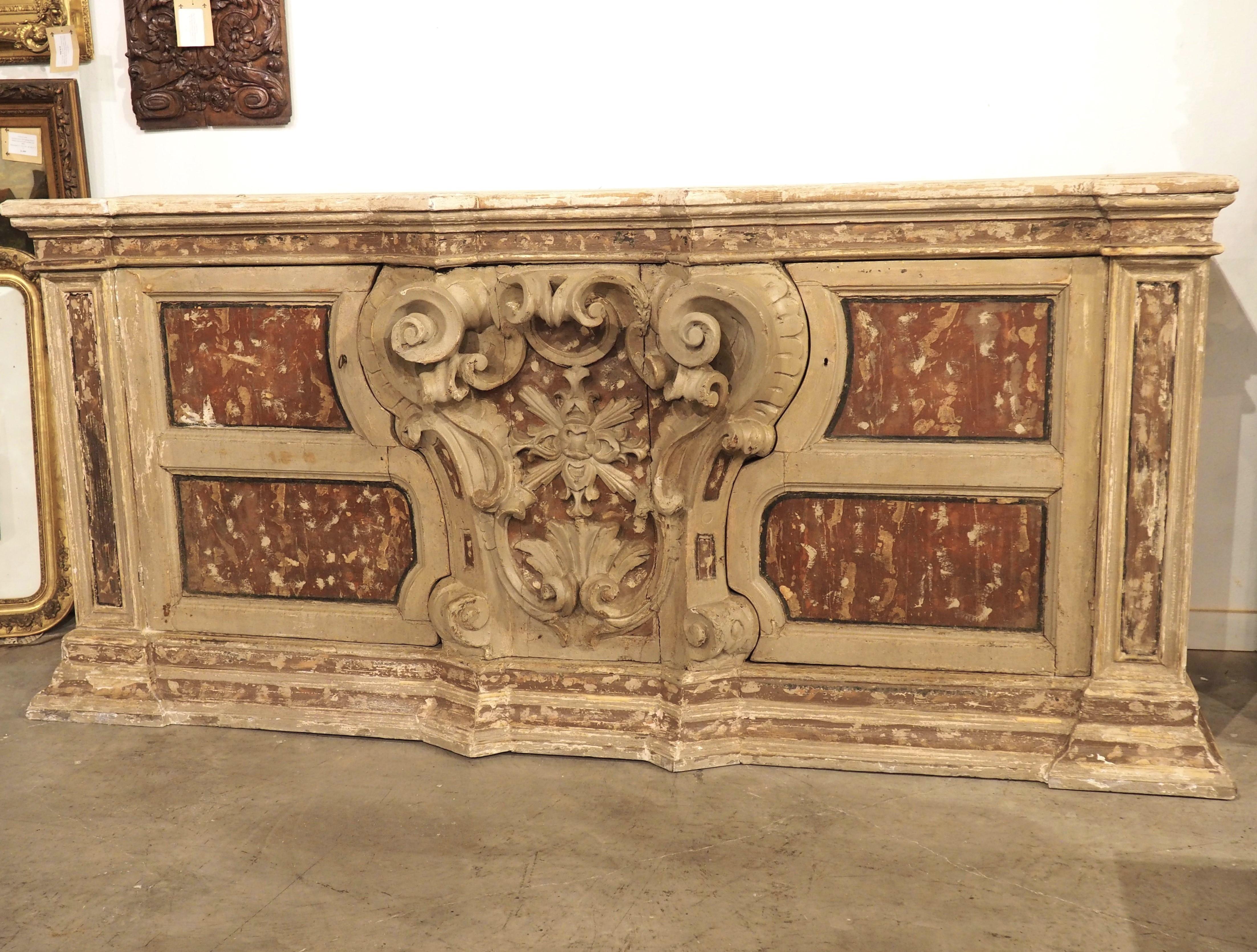 Baroque Antique Polychrome Italian Credenza Buffet from Naples, 18th Century and Later For Sale