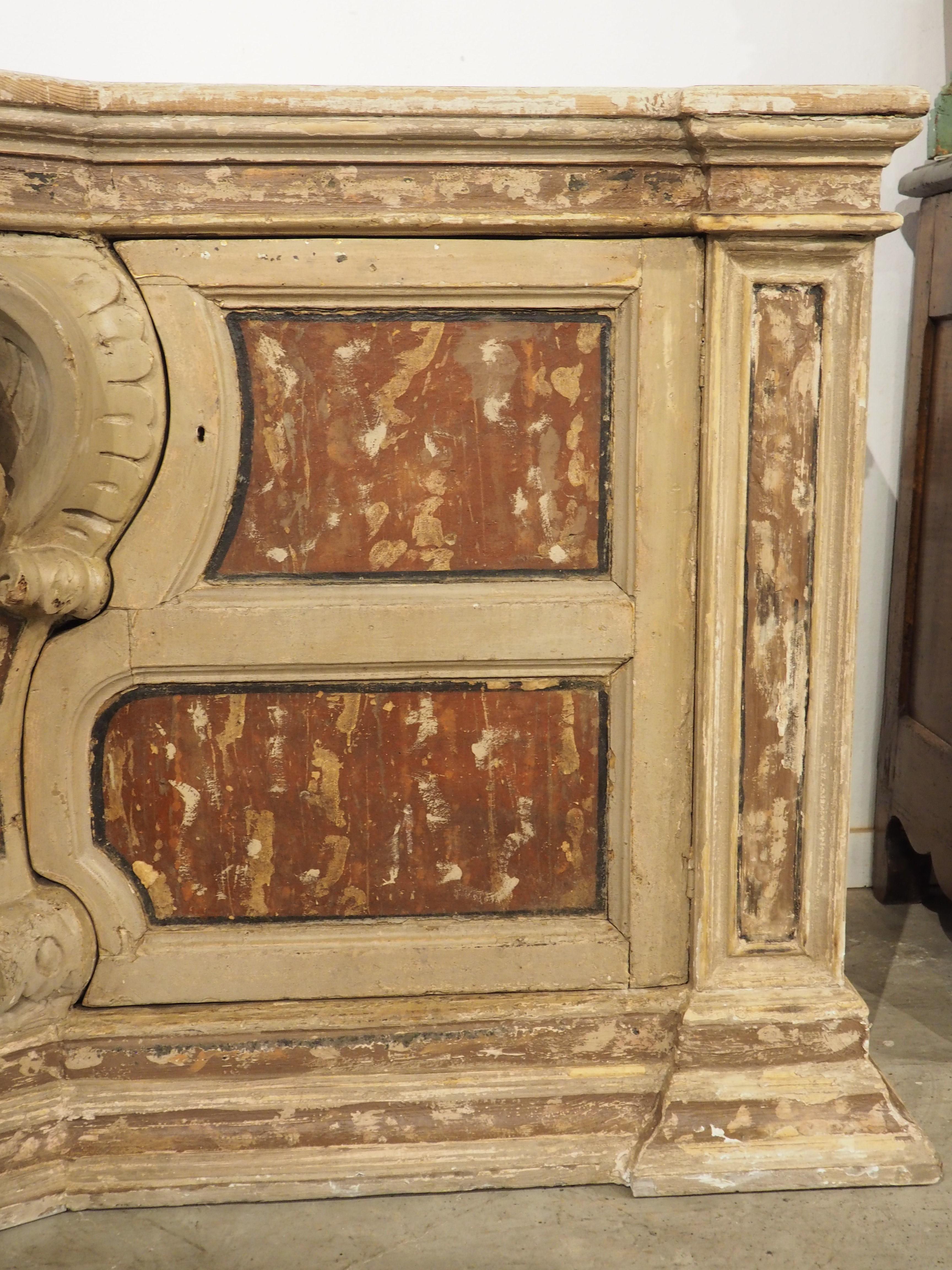 Hand-Carved Antique Polychrome Italian Credenza Buffet from Naples, 18th Century and Later For Sale