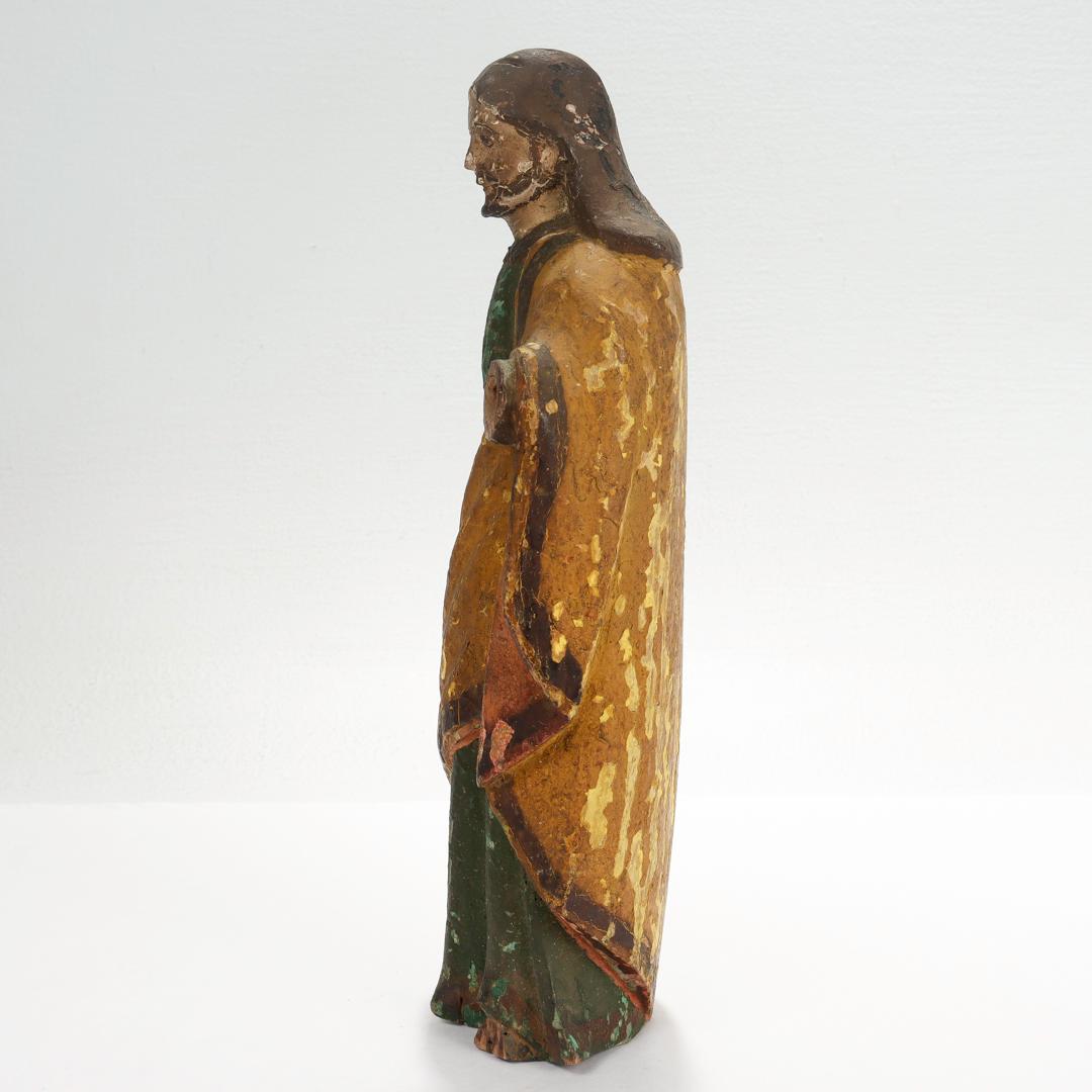 19th Century Antique Polychrome Paint Decorated Santos Figurine or Sculpture For Sale