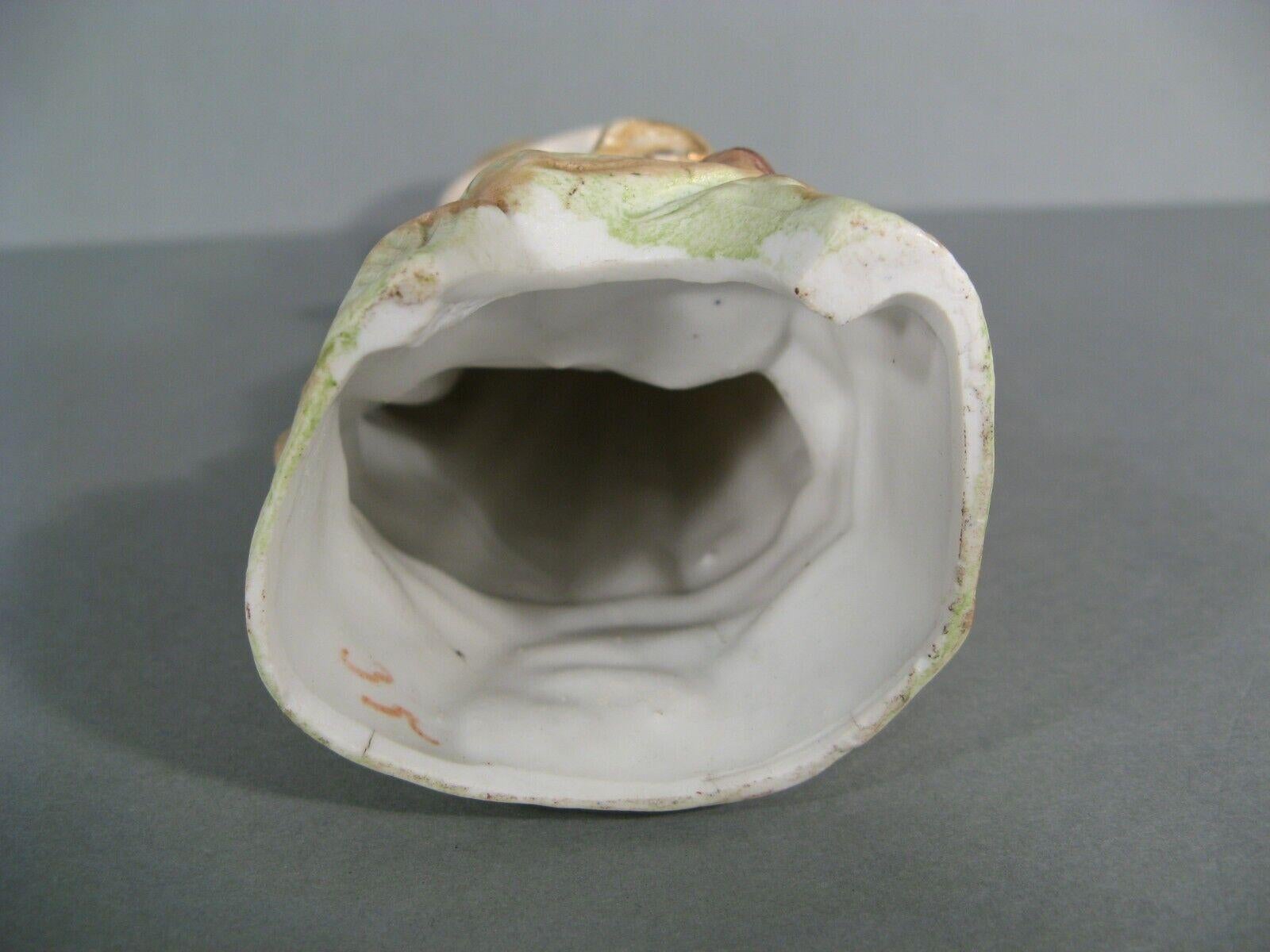 Antique Polychrome Porcelain Biscuit Figurine of a Young Woman with Jug - 1Y170 6