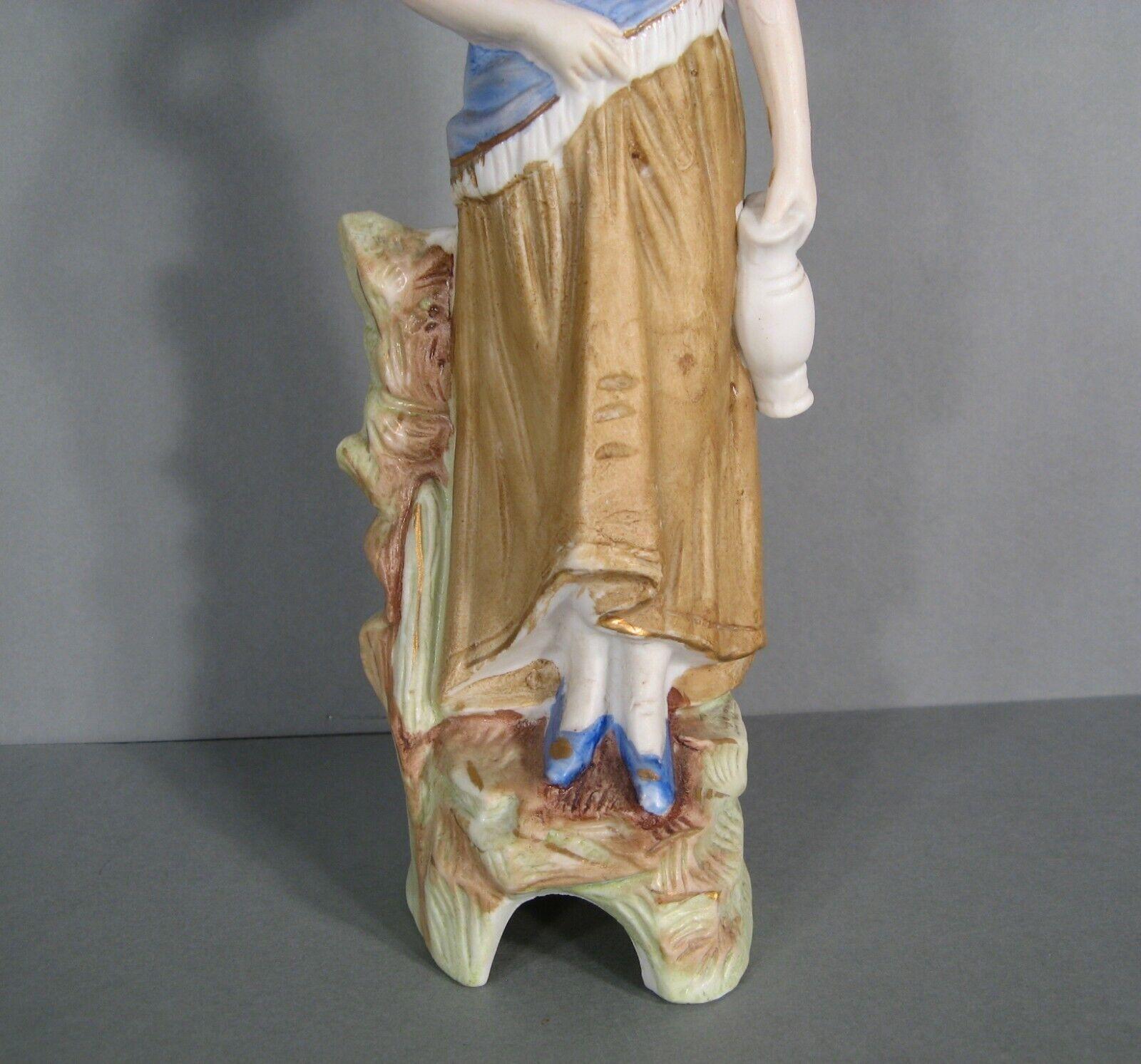 Empire Antique Polychrome Porcelain Biscuit Figurine of a Young Woman with Jug - 1Y170