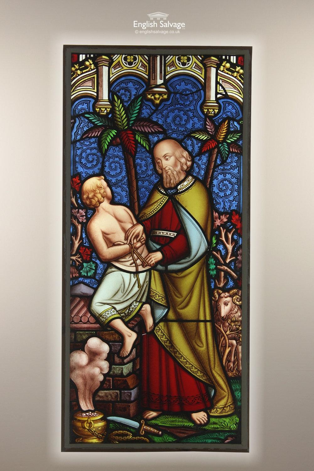 Antique Polychrome Religious Stained Glass, 20th Century In Good Condition For Sale In London, GB