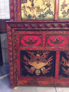Antique Polychrome Tibetan Cabinet