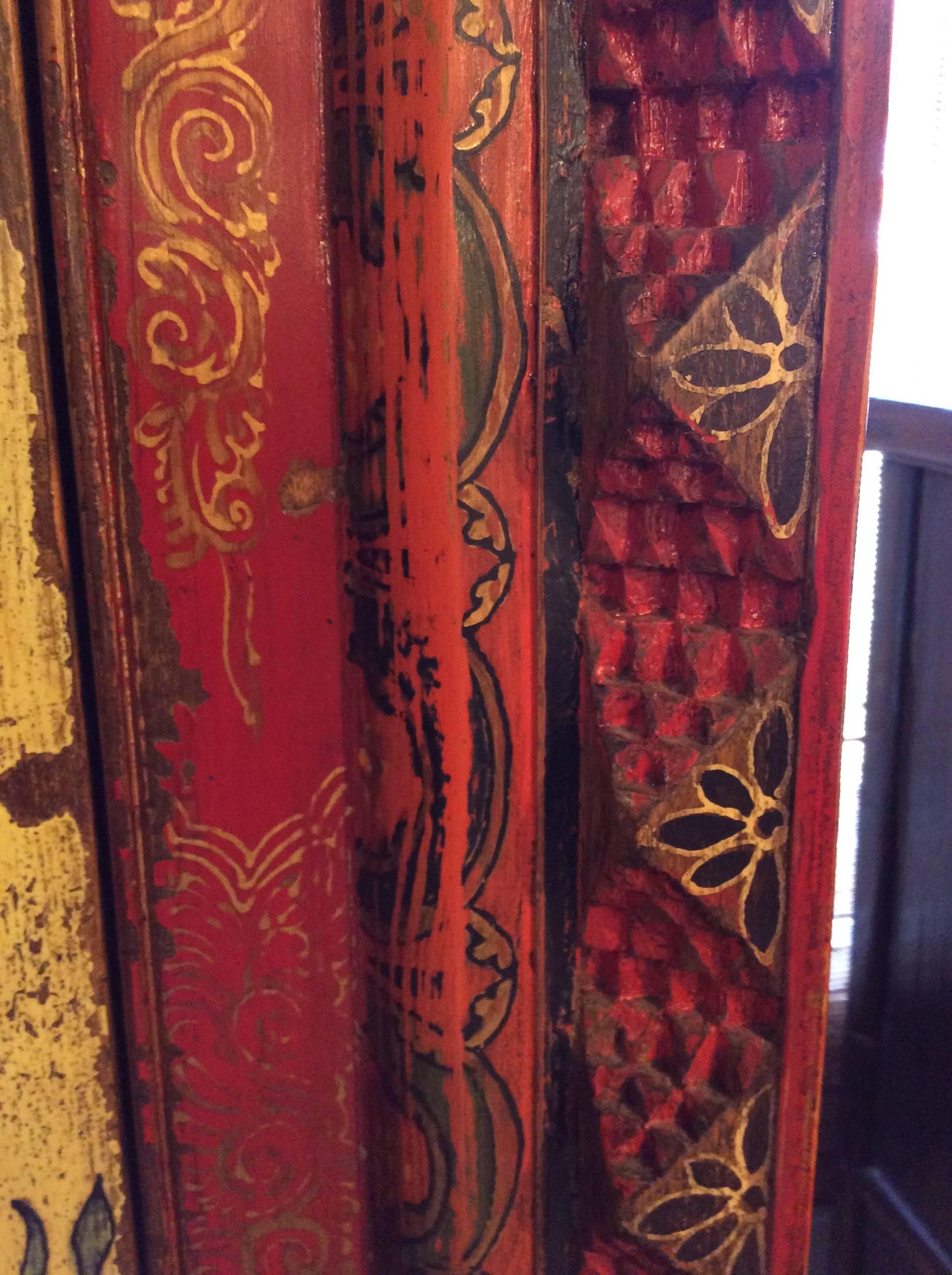 Antique Polychrome Tibetan Cabinet In Good Condition In Santa Fe, NM