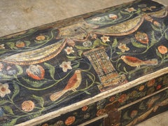 Antique Polychrome Wedding Trunk from Normandy, France, 19th Century