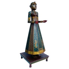 Antique Polychromed Hindu Buddah, Standing