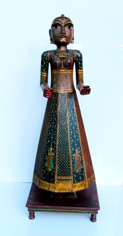 Antique Polychromed Hindu Buddah, Standing