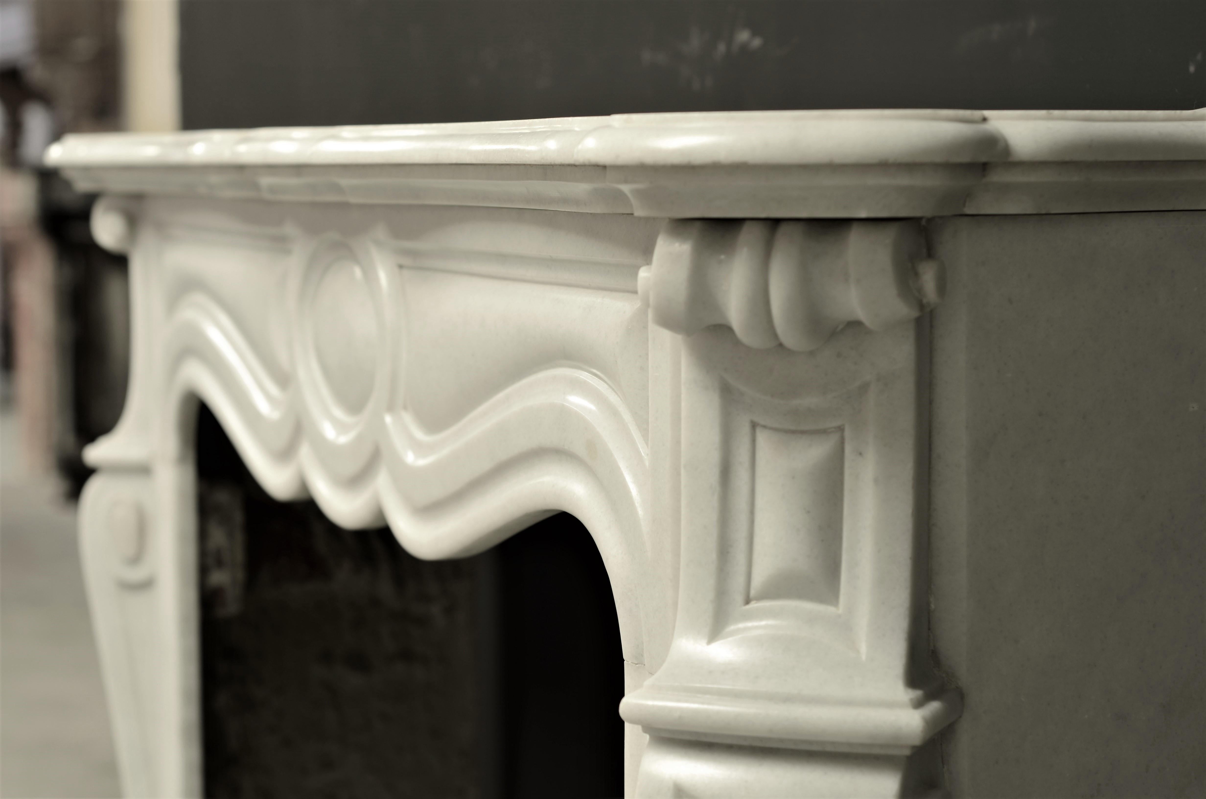 19th Century Antique Pompadour Style Fireplace Mantel