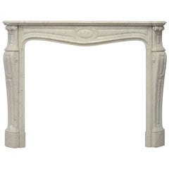 Antique Pompadour Style Fireplace Mantel in Carrara Marble