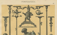 Antique Pompeian Wall Painting and Bronze Design Prints, Italy-Inspired, 1887