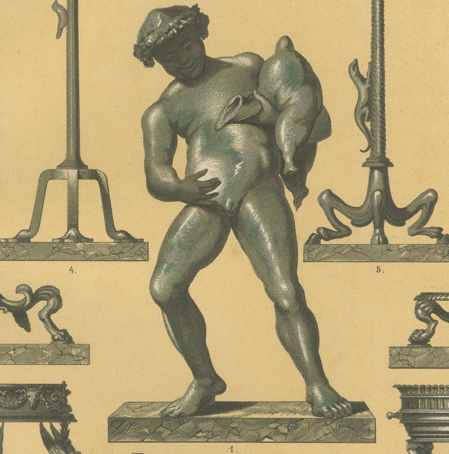 Antike pompejanische Wandmalerei und Bronze-Designdrucke, Italien inspiriert, 1887 (Spätes 19. Jahrhundert) im Angebot