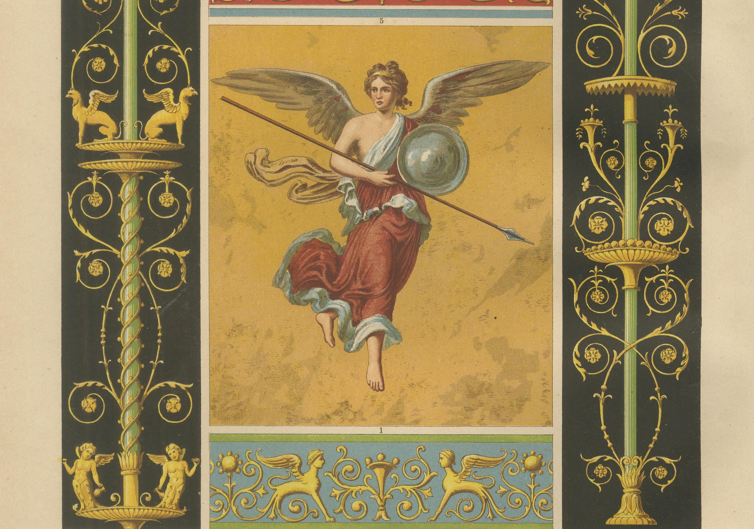 Antike pompejanische Wandmalerei und Bronze-Designdrucke, Italien inspiriert, 1887 im Angebot 2