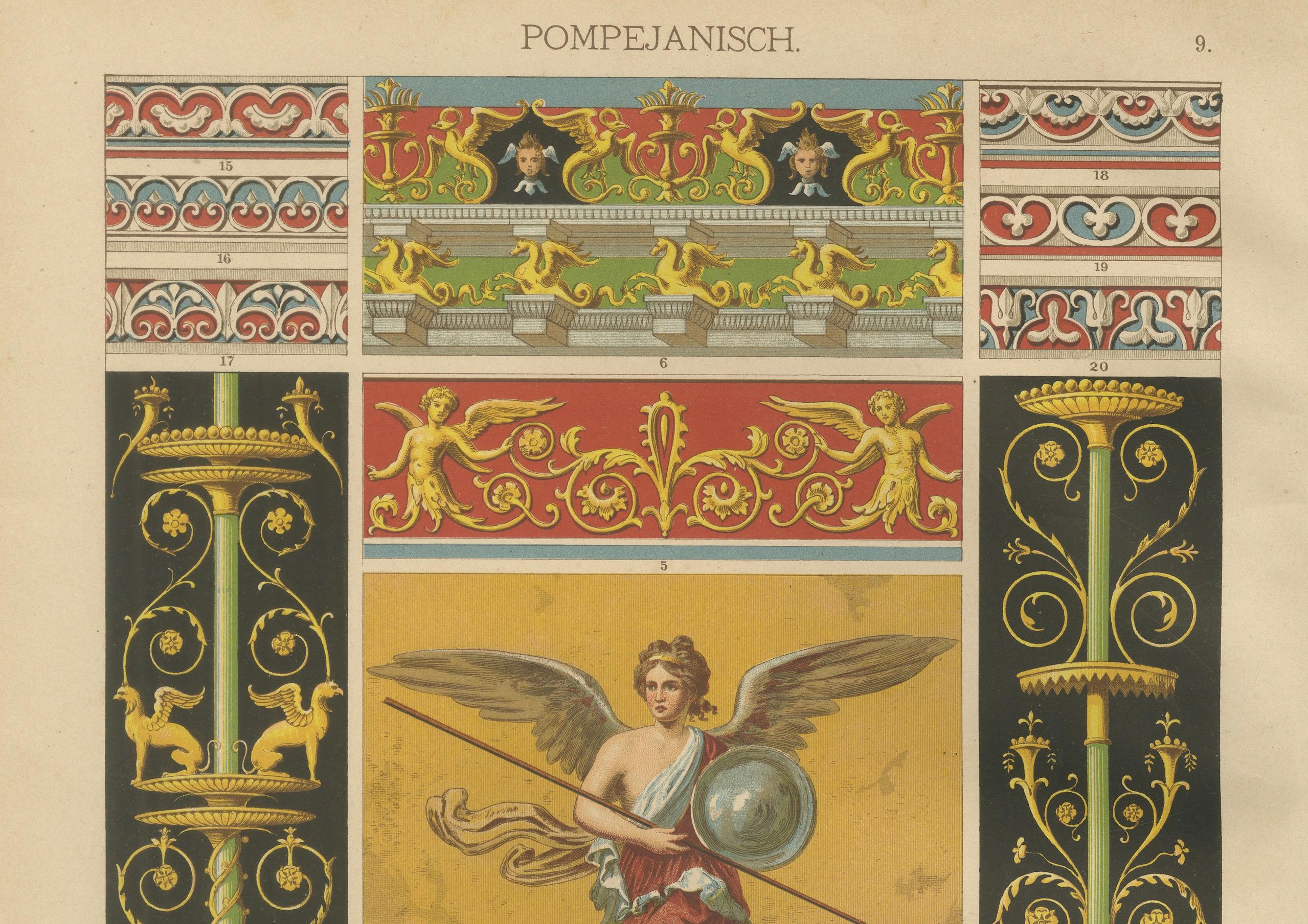 Antike pompejanische Wandmalerei und Bronze-Designdrucke, Italien inspiriert, 1887 im Angebot 3