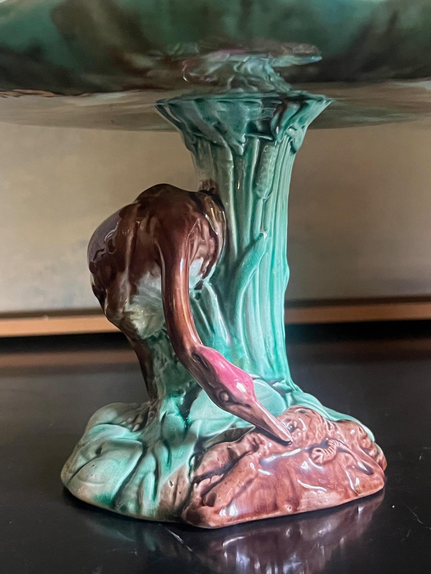 Antike Teichlilie, Heron Centerpiece Stand, um 1880 im Zustand „Gut“ im Angebot in Ross, CA