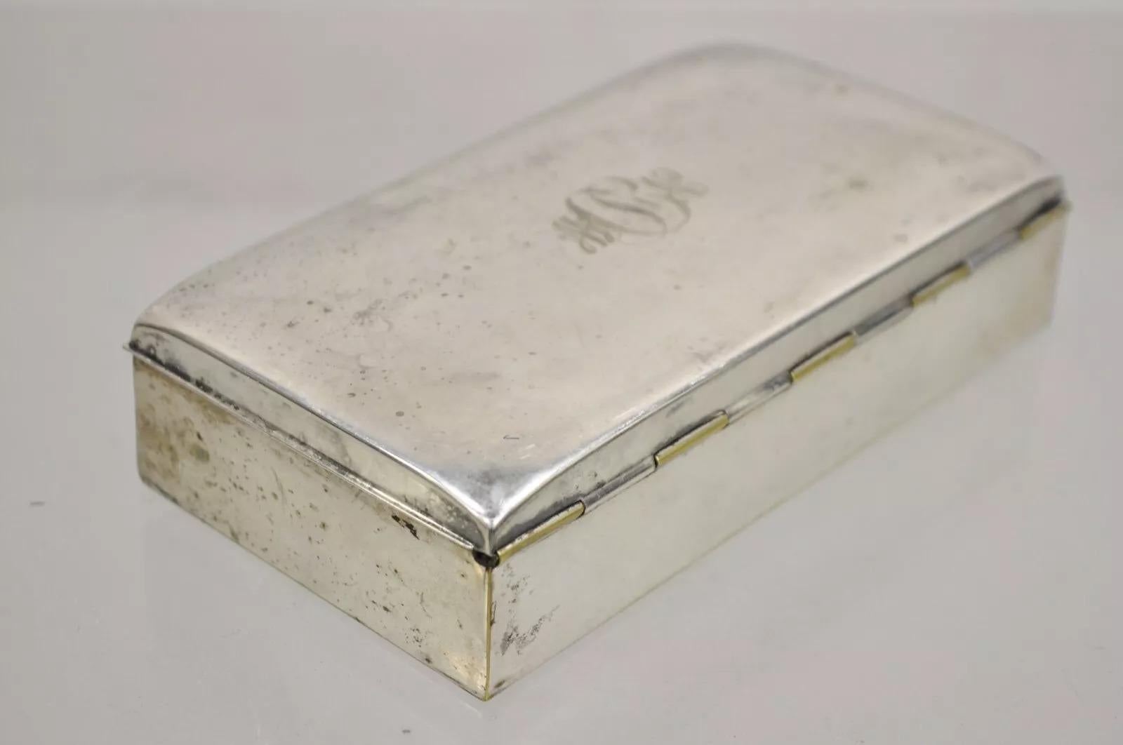 Antike Poole viktorianischen versilbertes Holz ausgekleidet Schreibtisch Schmuck-Box w / Monogramm im Angebot 3