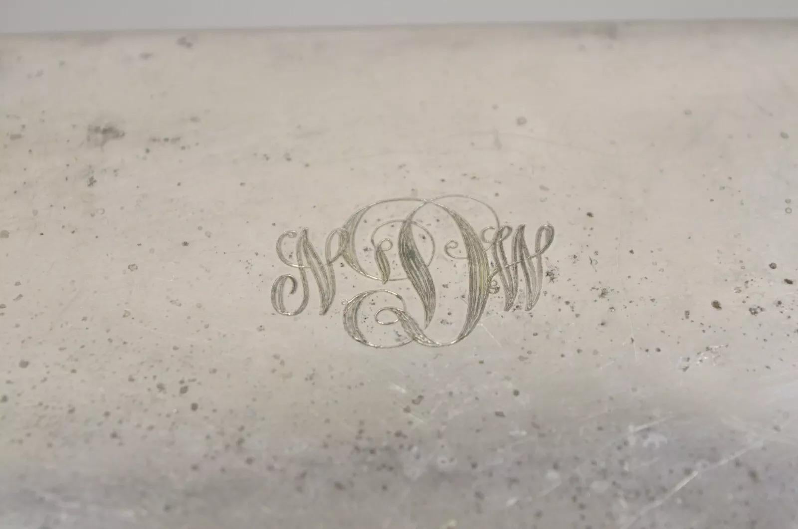Antike Poole viktorianischen versilbertes Holz ausgekleidet Schreibtisch Schmuck-Box w / Monogramm im Angebot 4