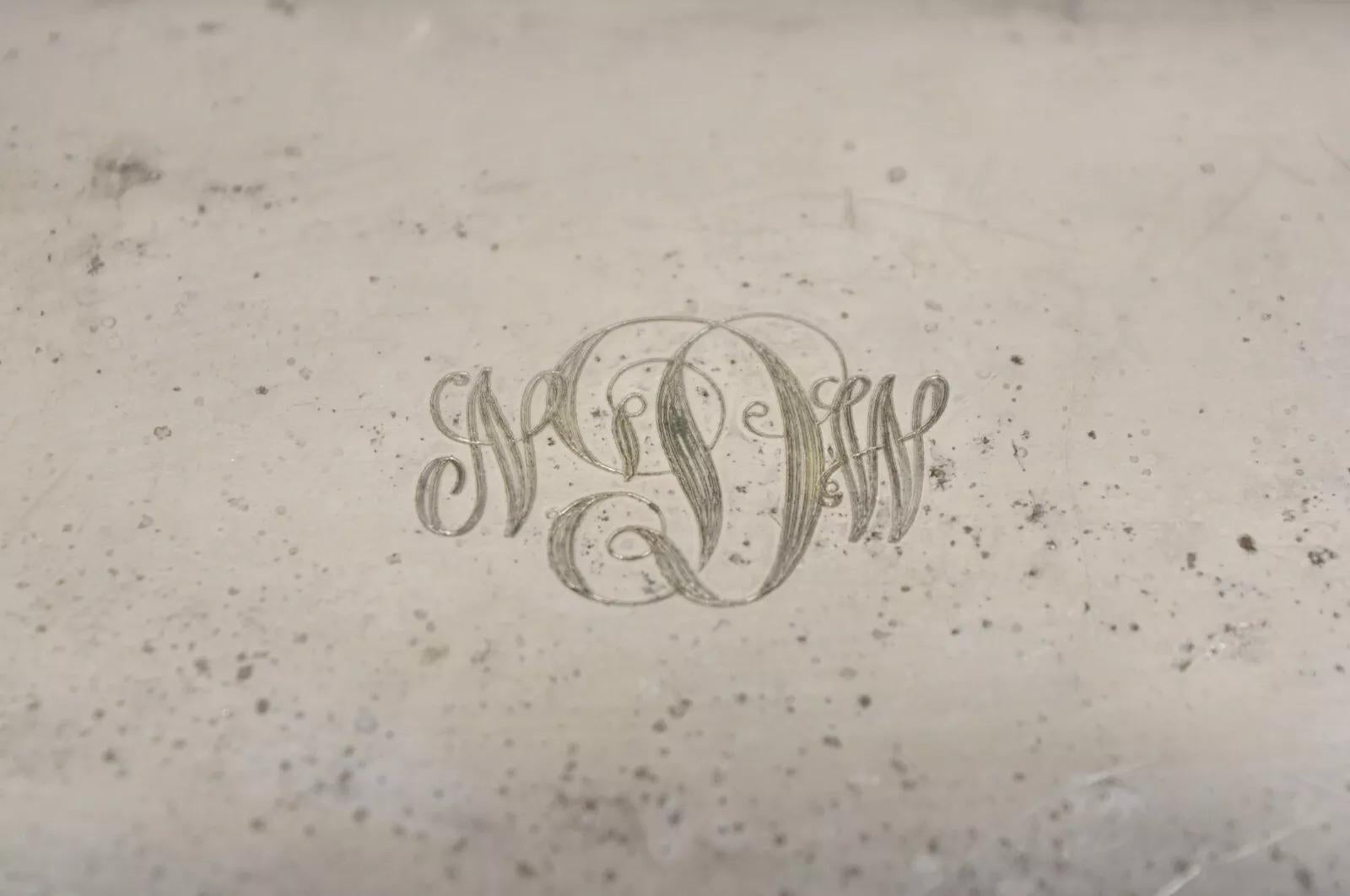 Antike Poole viktorianischen versilbertes Holz ausgekleidet Schreibtisch Schmuck-Box w / Monogramm (Unbekannt) im Angebot