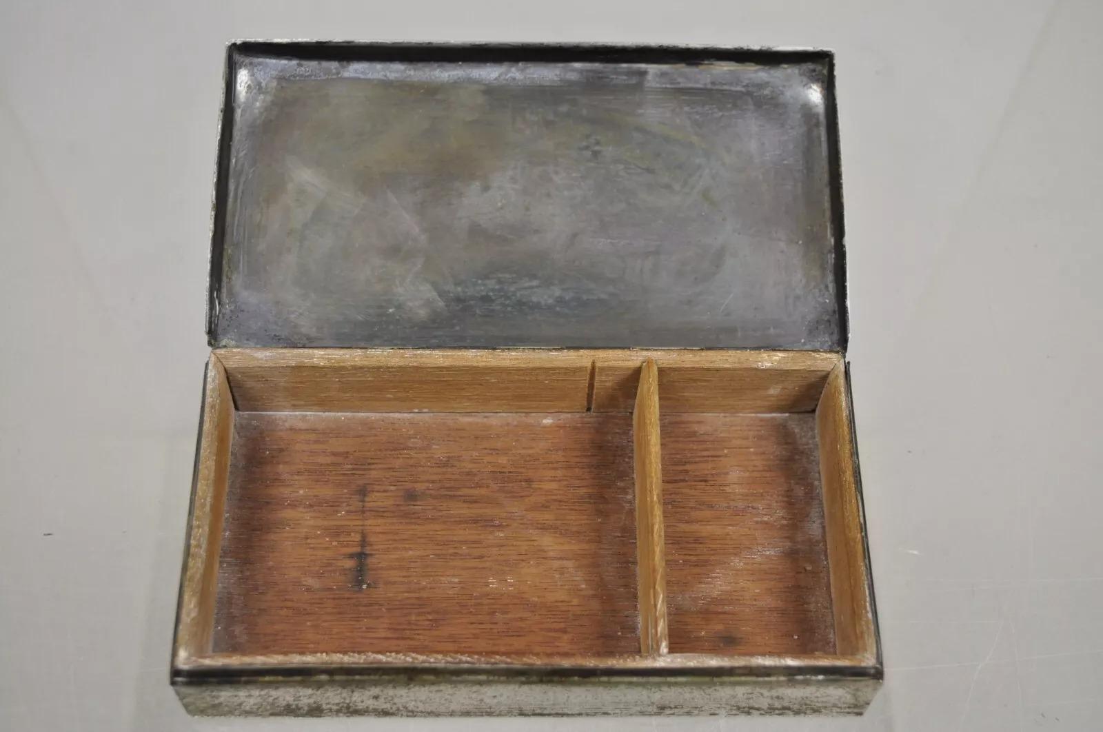 Antike Poole viktorianischen versilbertes Holz ausgekleidet Schreibtisch Schmuck-Box w / Monogramm (20. Jahrhundert) im Angebot