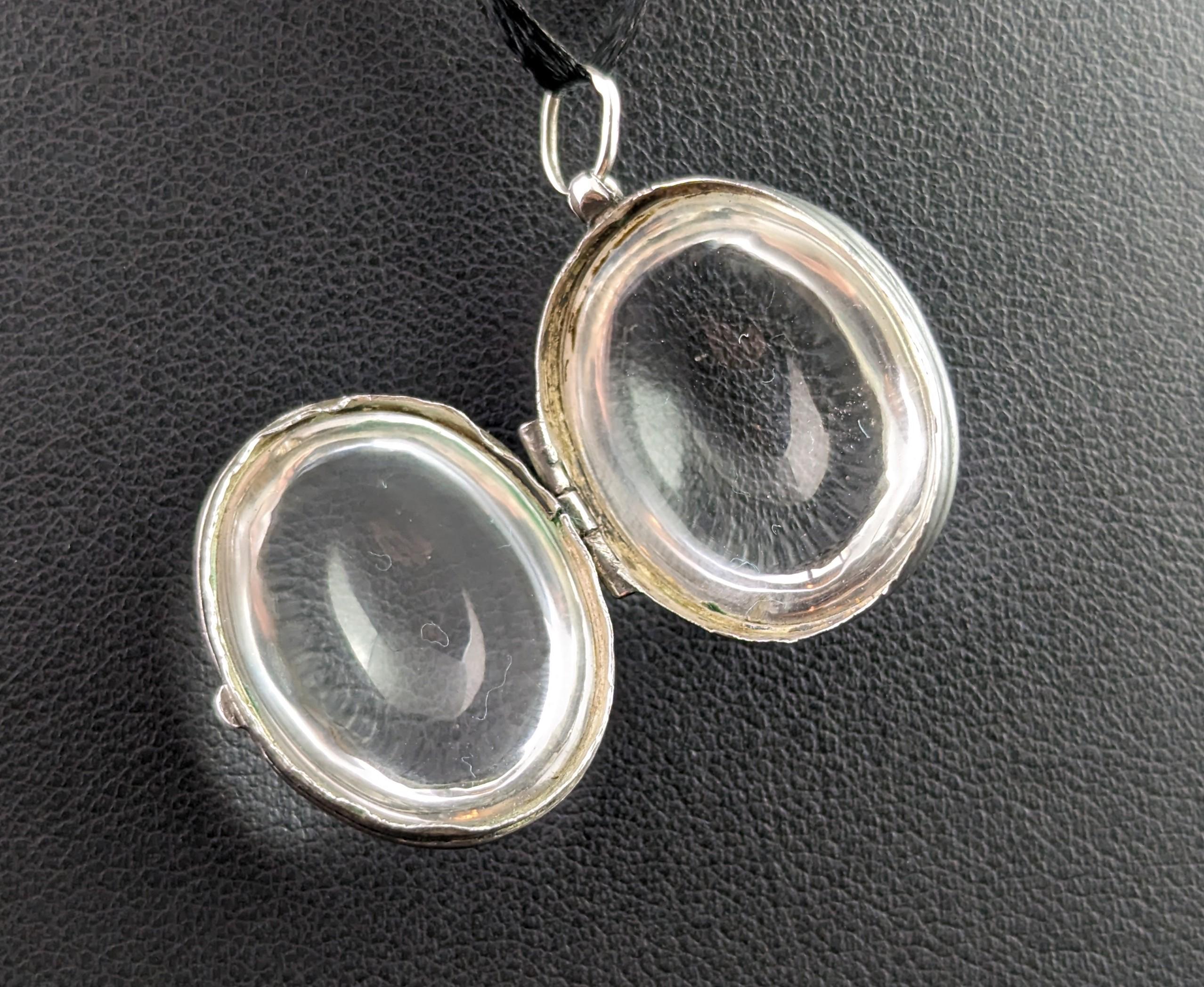 Antique Pools of Light locket pendant, Rock crystal, Sterling silver  1