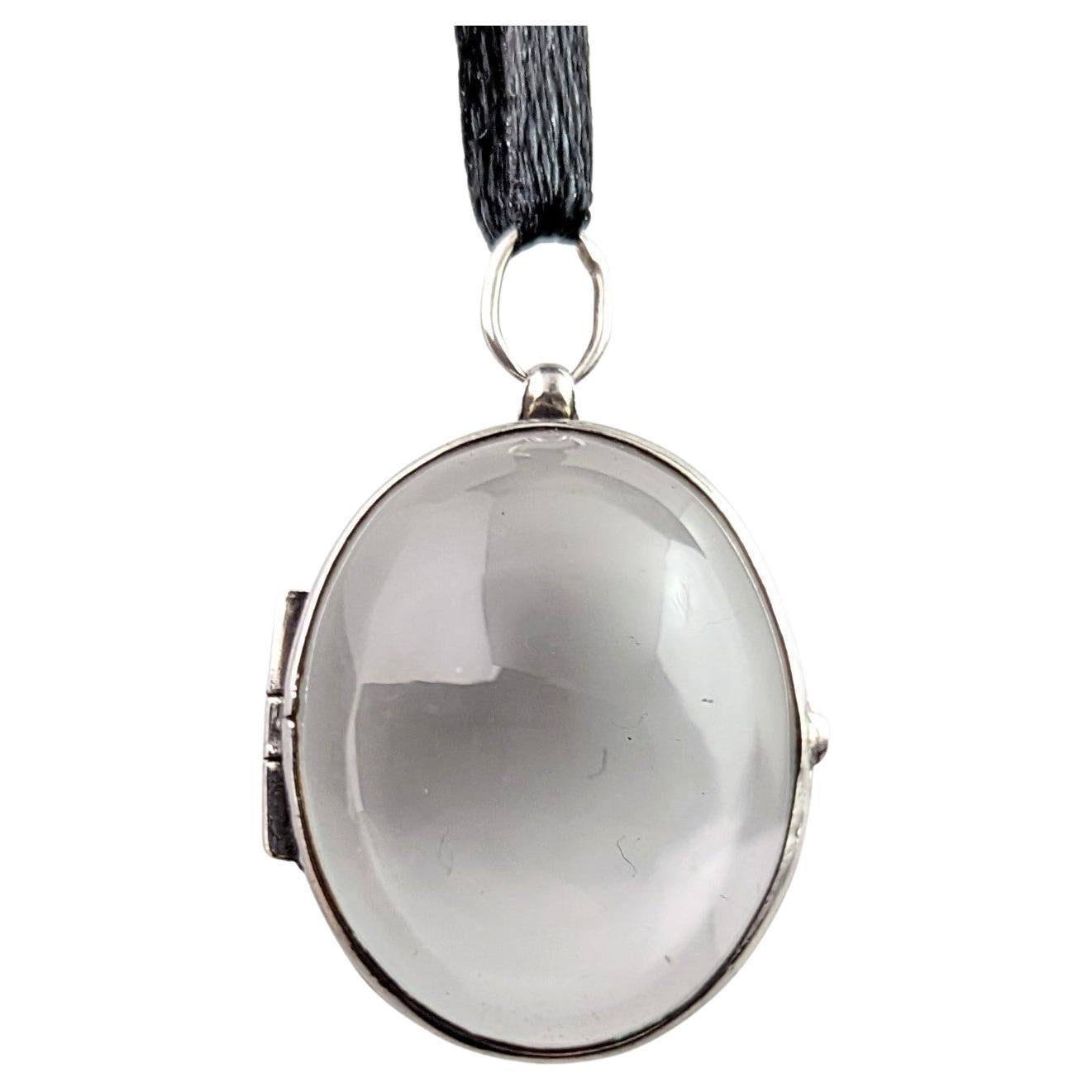 Antique Pools of Light locket pendant, Rock crystal, Sterling silver 