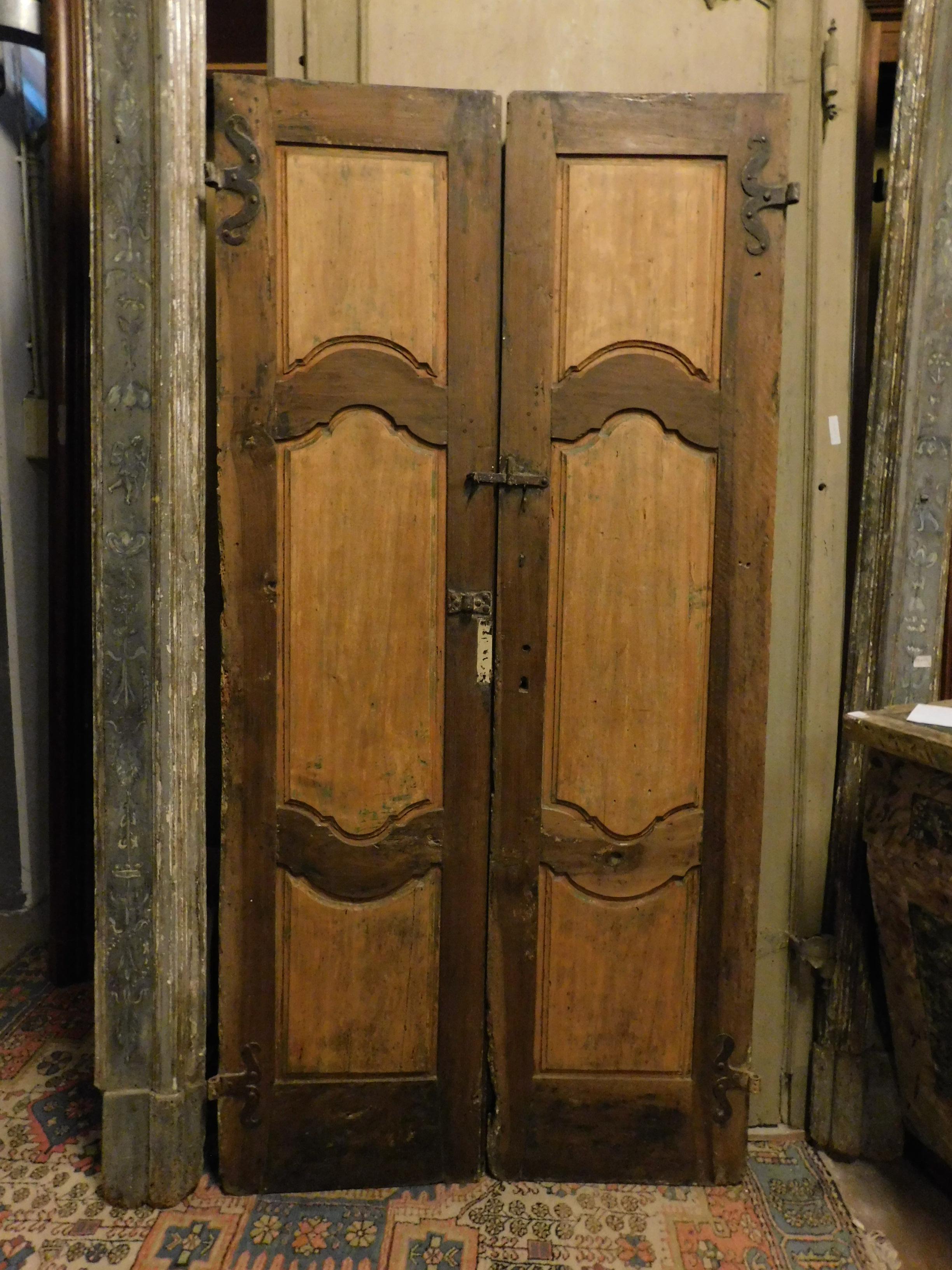 Antique Poplar Internal Door with Two Wings, Sculpted, 18th Century, Italy In Good Condition In Cuneo, Italy (CN)