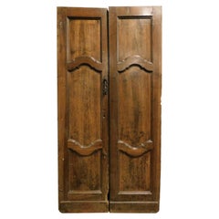 Antique Poplar Internal Door with Two Wings, Sculpted, 18th Century, Italy
