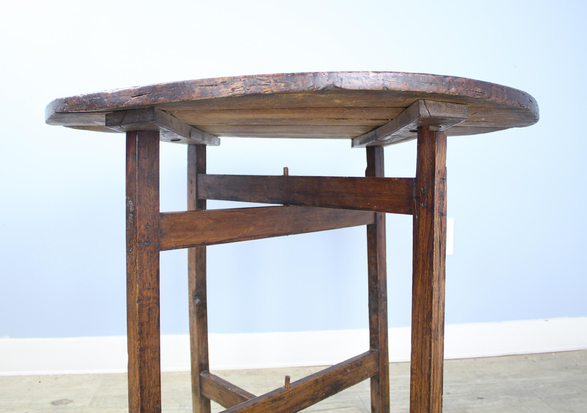 Antique Poplar X-Based Side Table 1