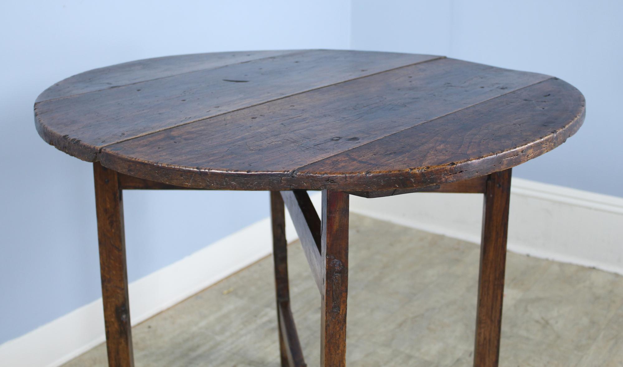 Antique Poplar X-Based Side Table 2