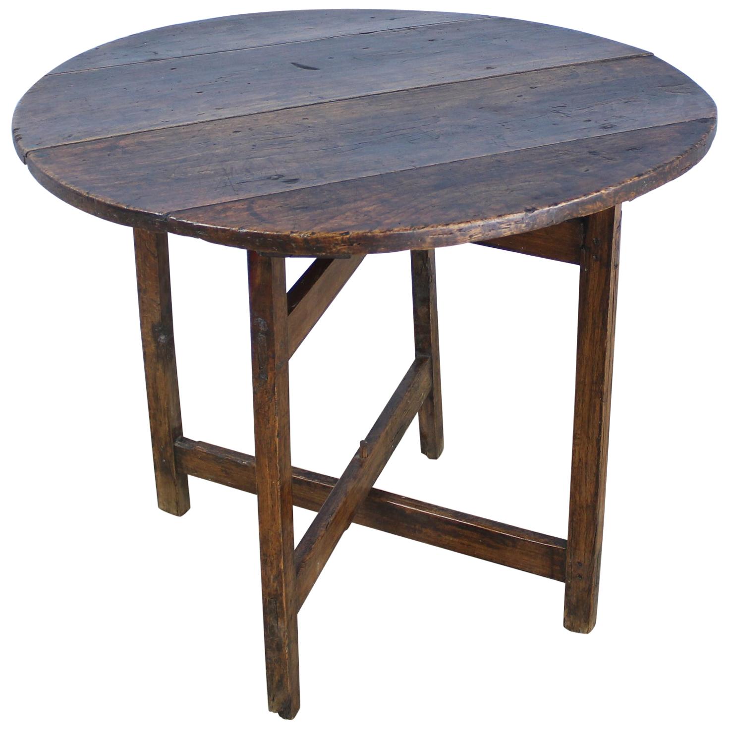 Antique Poplar X-Based Side Table