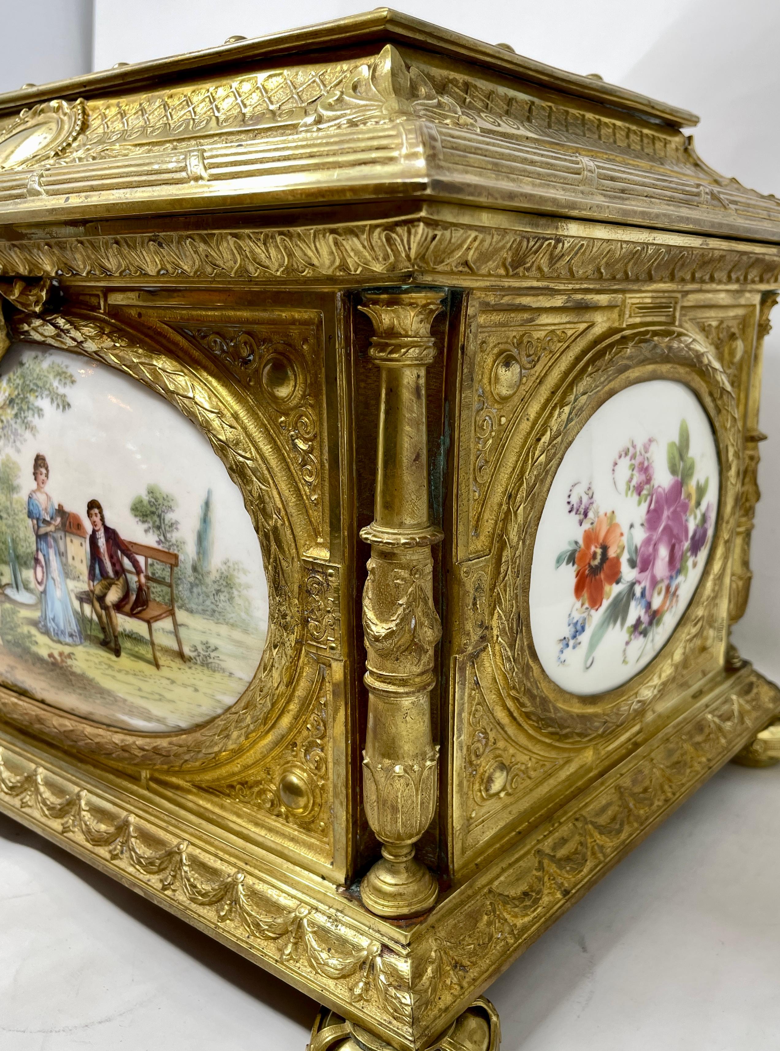 Antique German Porcelain and Ormolu Jewel Box, Circa 1875-1885. 6