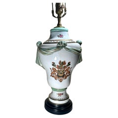 Antique Porcelain Armorial Covered Urn. Capodimonte Mounted as Table Lamp