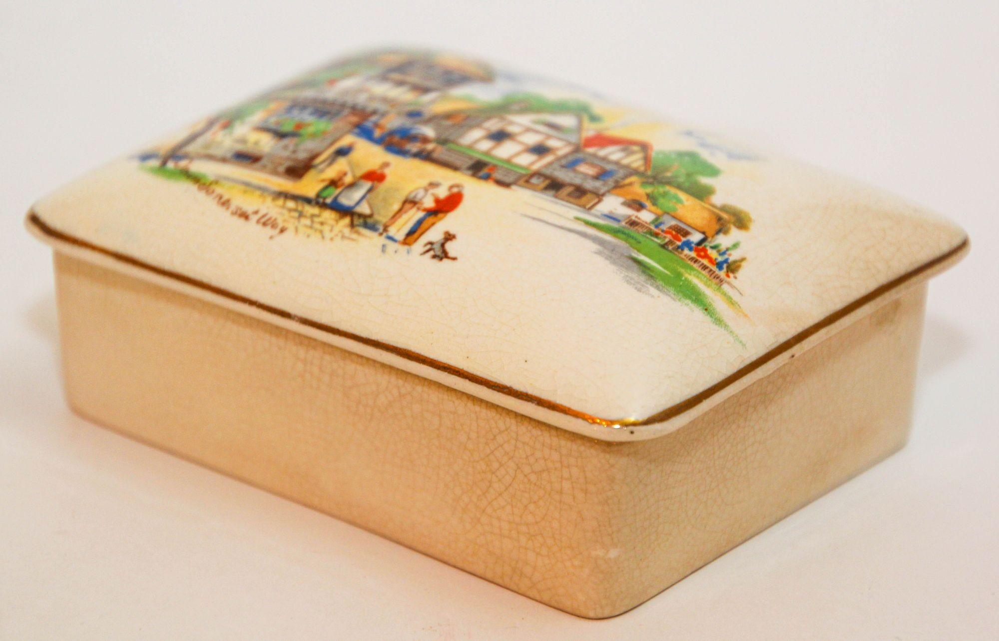 Antigua Caja de Porcelana Inglesa Fabricada por L & Sons ltd Hanley Staffordshire Inglés en venta