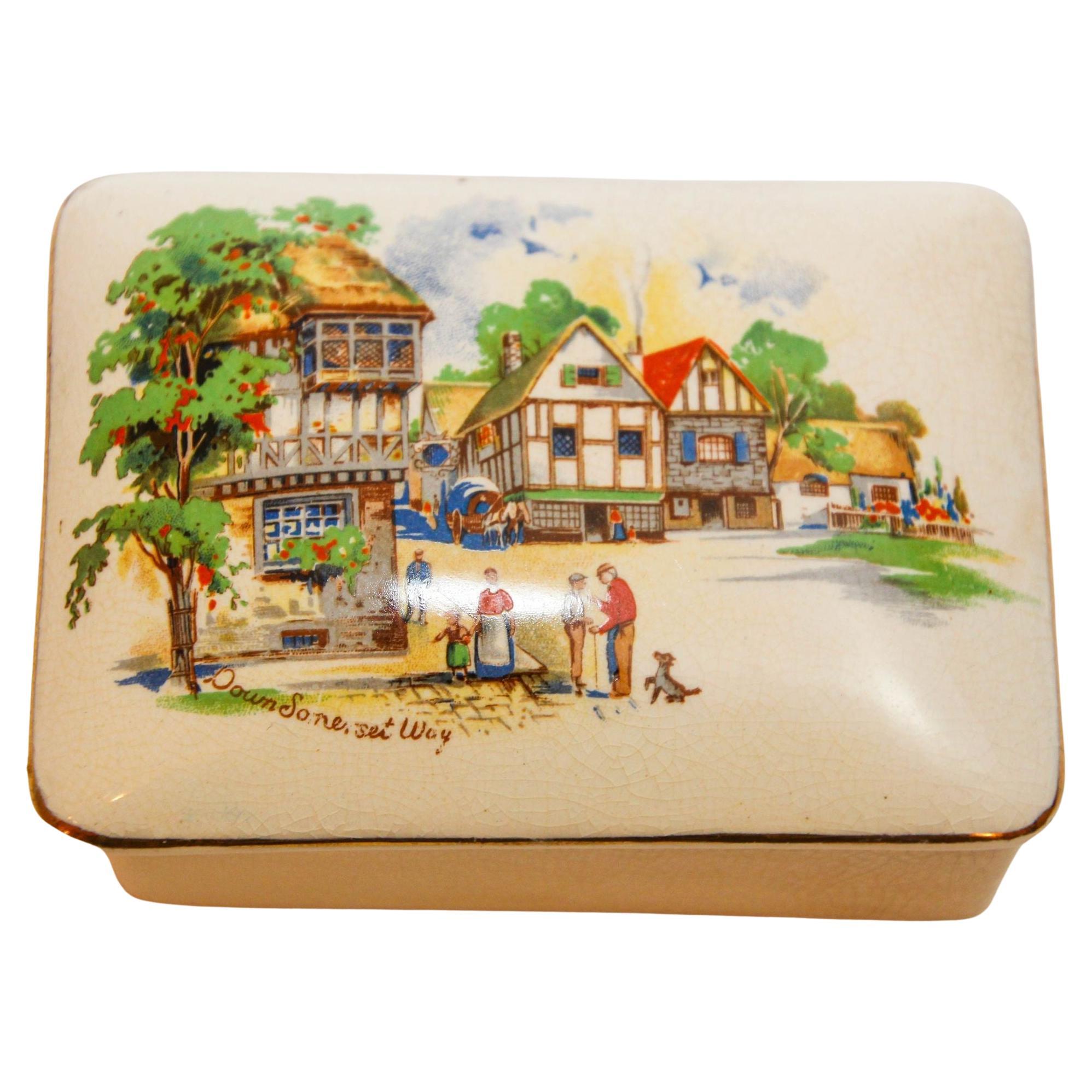 Antigua Caja de Porcelana Inglesa Fabricada por L & Sons ltd Hanley Staffordshire en venta