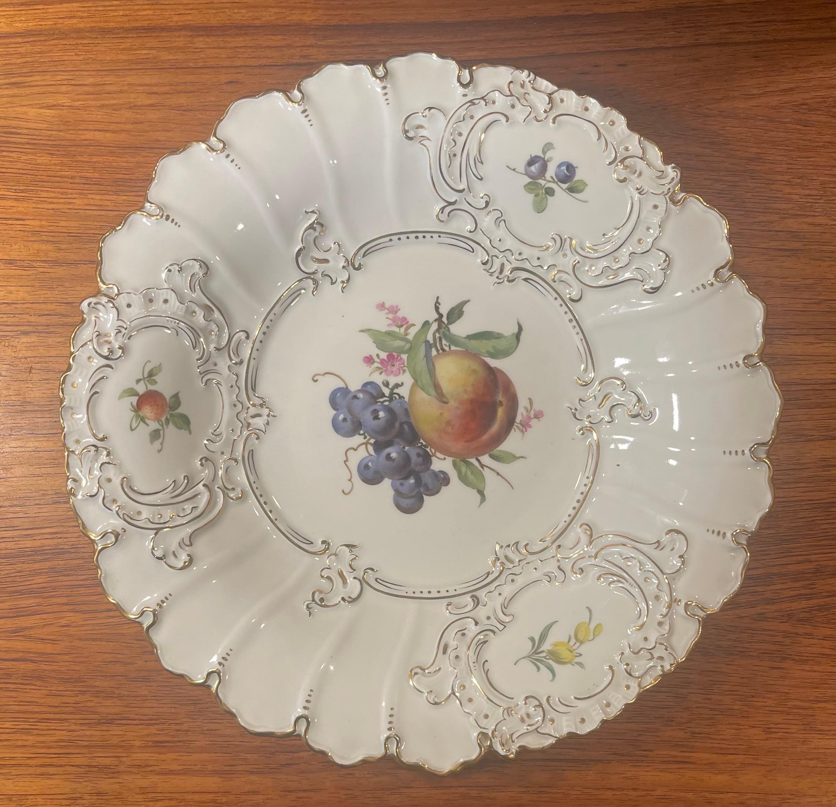 Antique porcelain cabinet bowl by Meissen of Germany, circa 1900. The piece is in very good condition with no chips or cracks and clear vibrant colors. The bowl measures 12