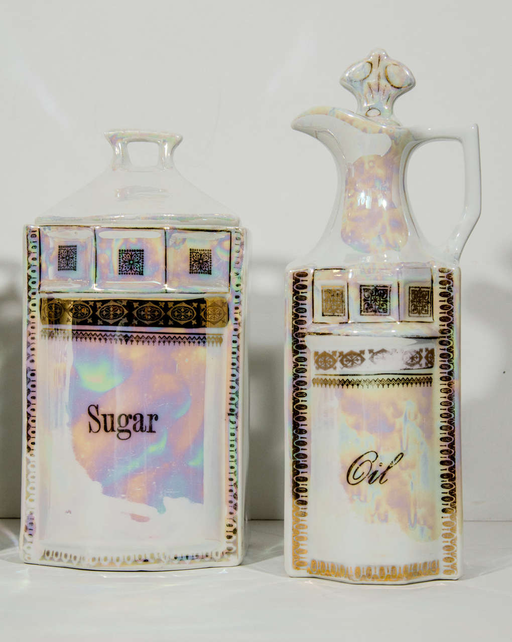 iridescent tea coffee sugar canisters
