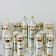 Antique Porcelain Canister Storage Jars and Spice Set / 13, Germany c. 1900