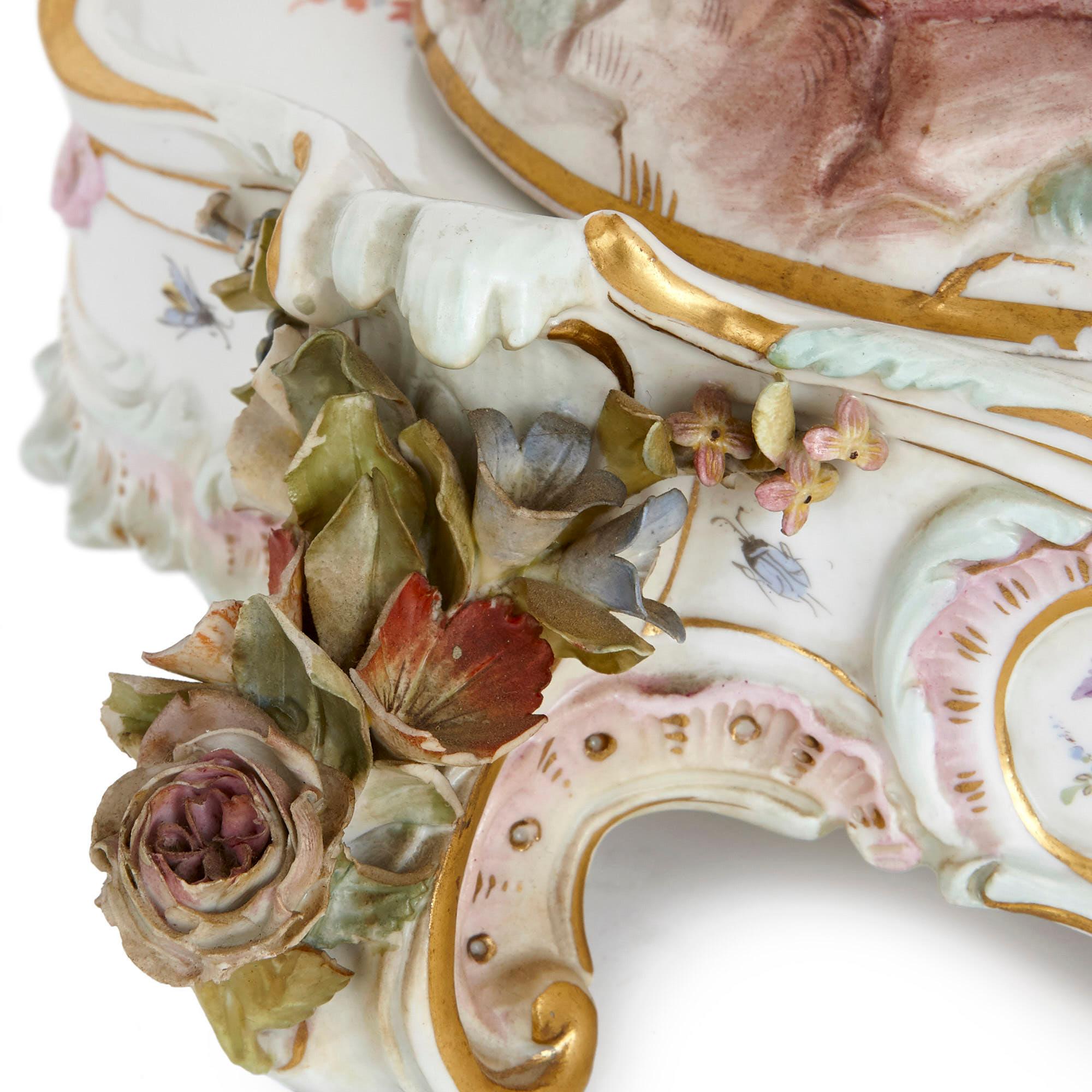 Rococo Antique Porcelain Centrepiece with Cherubs, by Meissen