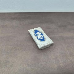 Antique Porcelain Cherub Box with Relief Lid, c. Late 19th Century